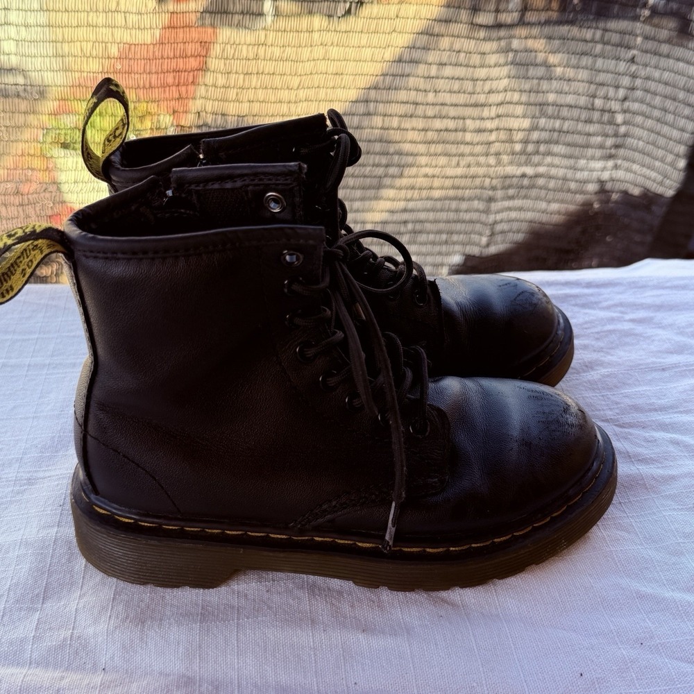 DR. MARTENS Boots Youth Size 12 1460J Black Side Zip Lace-Up Combat